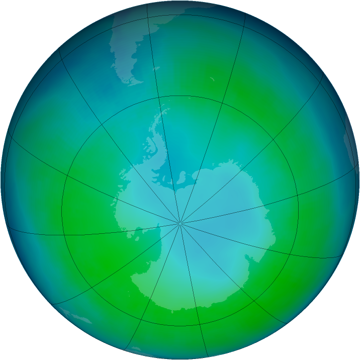 Antarctic ozone map for May 2004